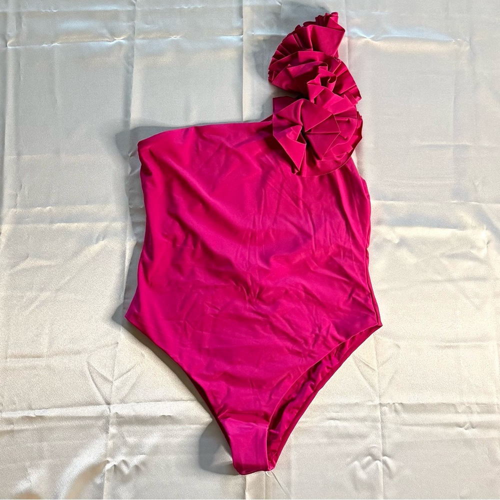 Adult One Shoulder Monokini—Hot Pink/Magenta, SZ M/8